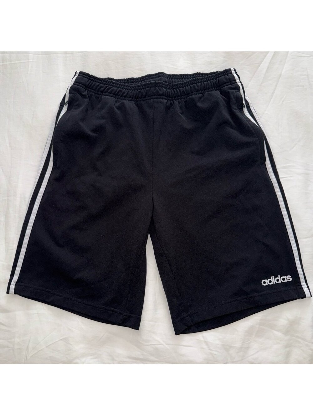 Adidas Athletic Shorts Black White Stripe Men's